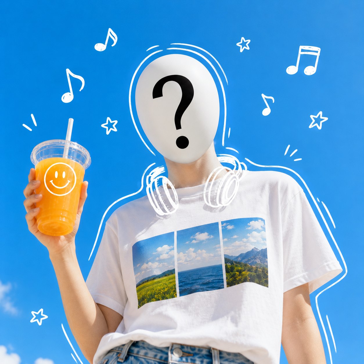 Playful Sky Doodle Portrait