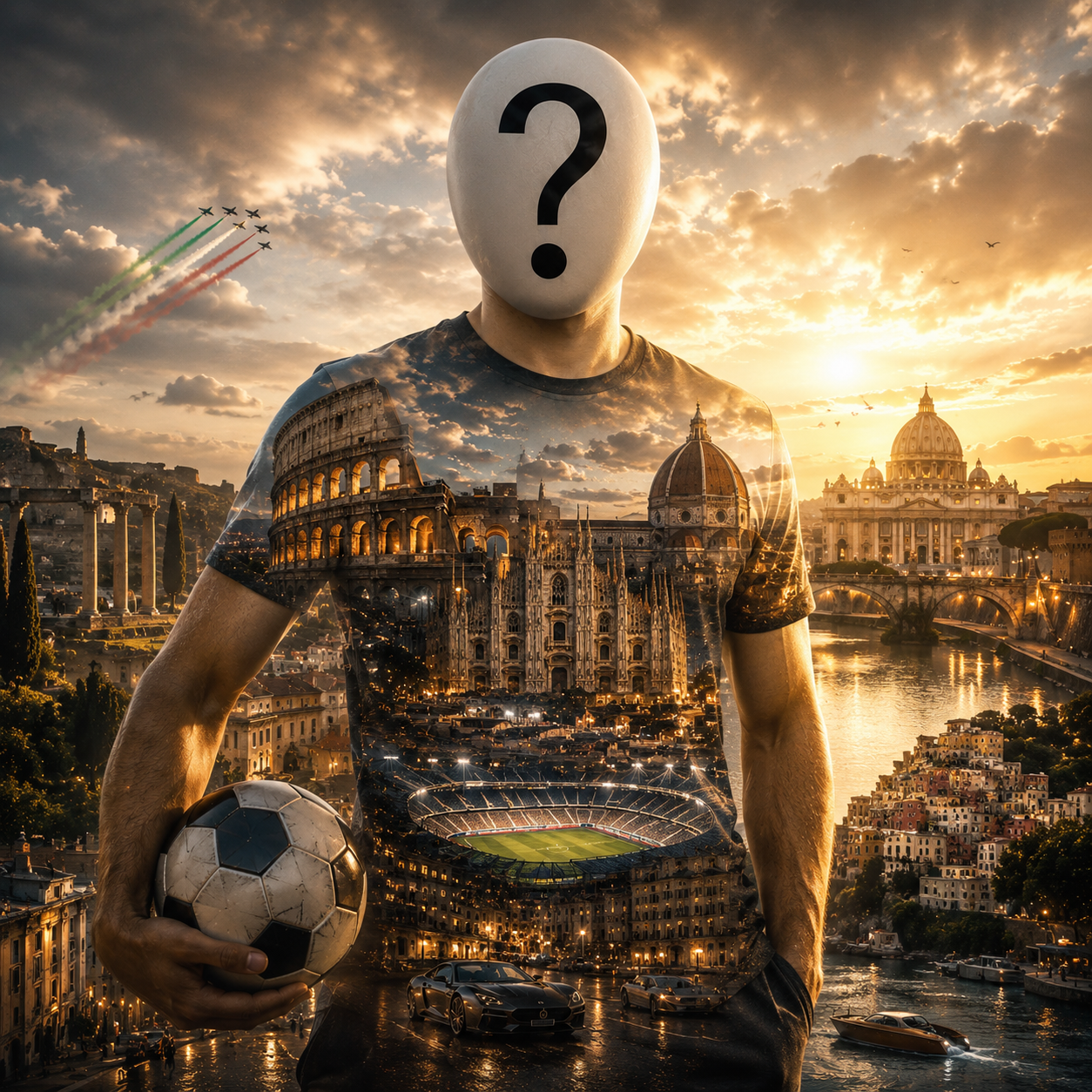 Football Travel Double Exposure Poster