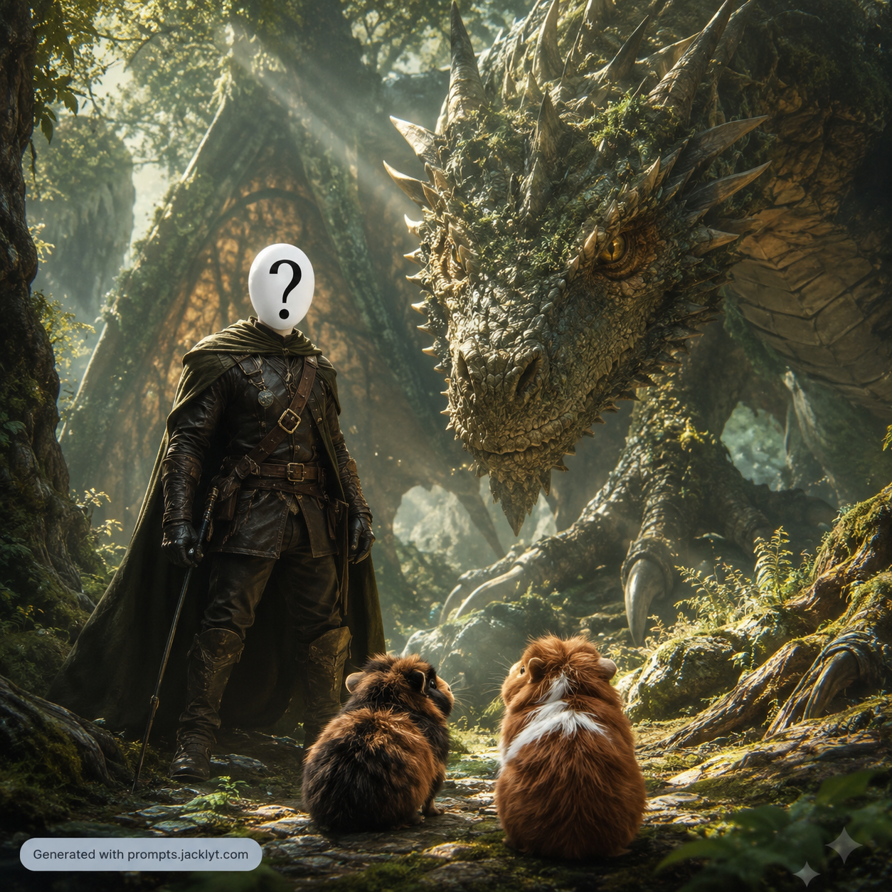 Owner and Pet Facing a Dragon