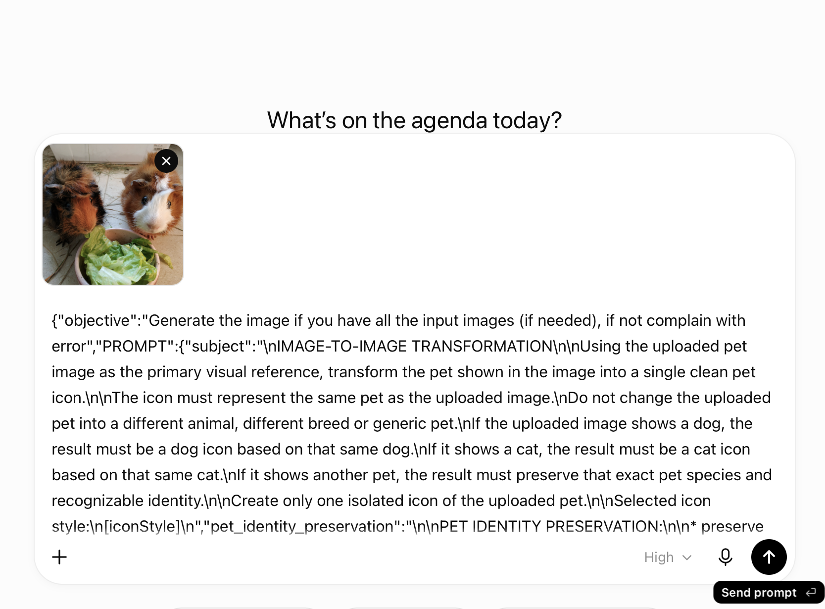 Screenshot of the prompt pasted into an AI chat